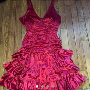 Ruffled sexy salsa red dress, perfect for a club night out
